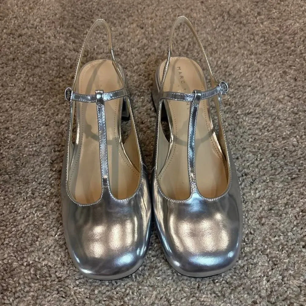 Copied - Silver metallic mary jane heels
